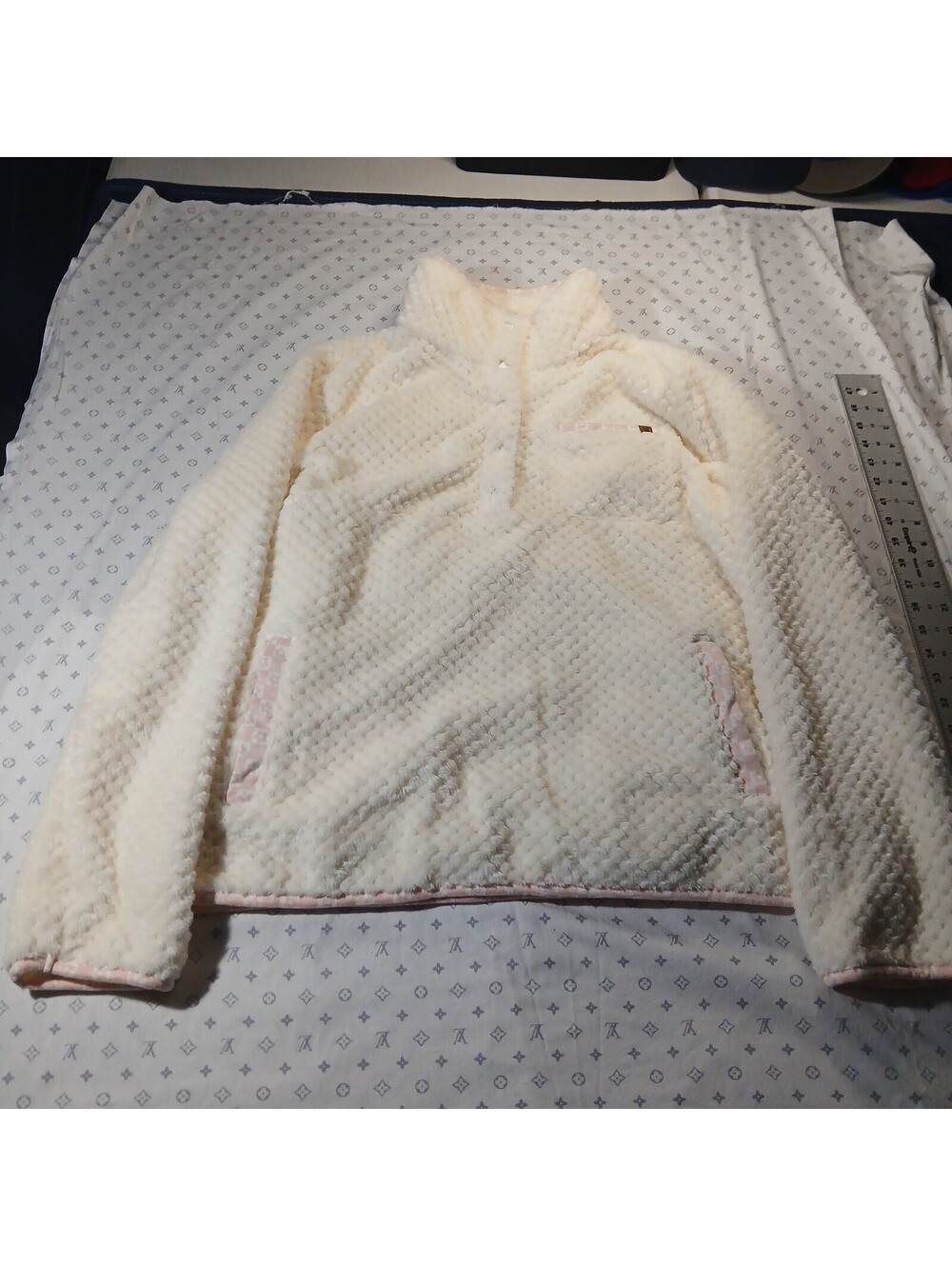 Simply Southern Sherpa Fleece Jacket Cream Pink Trim Womens XL Full Zip